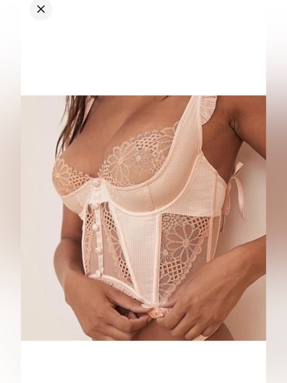 For Love & Lemons Light Pink & White Gingham Zoe Bustier Top - Picture 5 of 6